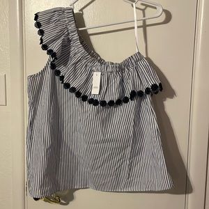 Ann Taylor LOFT striped  navy blue and white cute top